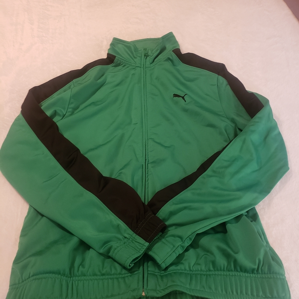 Men's Green Puma zip up track jacket size M